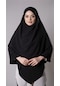 Siyah Pratik Hazır Geçmeli Tesettür Eşarp Medine İpeği Bağcıklı Çift Katlı Sufle Hijab 2302 01