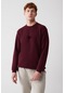 Avva Erkek Bordo Sweatshirt Bisiklet Yaka 3 İplik Şardonlu Flok Baskılı Standart Fit Normal Kesim A32Y1273