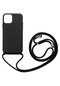 Noktaks - İphone Uyumlu İphone 12 Mini - Kılıf Renkli İp Askılı Koruyucu Ropi Kapak - Siyah