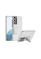 Mutcase - Samsung Uyumlu Galaxy S23 - Kılıf Yatay Dikey Stand Olan Sert Standlı Ays Kapak - Gümüş