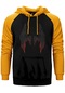 Lucifer Black Wing Sarı Renk Reglan Kol Kapşonlu Sweatshirt