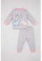 Defacto Kız Bebek Dinazor Baskılı Uzun Kollu Premium 2li Pijama Takımı B9243a524sppr247