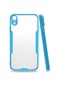 Noktaks - iPhone Uyumlu Xr 6.1 - Kılıf Kenarı Renkli Arkası Şeffaf Parfe Kapak - Mavi