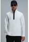 Lufian Fermuarlı Kırık Beyaz Erkek Sweatshirt 112030123 001