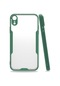 Noktaks - iPhone Uyumlu Xr 6.1 - Kılıf Kenarı Renkli Arkası Şeffaf Parfe Kapak - Koyu Yeşil
