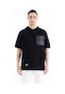 Tommy Life Siyah Kapüşonlu Baskılı Kanguru Cepli Oversize Erkek T-shirt - 88196 Siyah