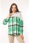Kadın Gri Yeşil Geniş Kalıp Sweatshirt Kışlık Ceket Gömlek - Standart