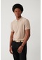 Erkek Vizon Polo Yaka Fermuarlı Fitil Örgü Detaylı Triko T-shirt A41y5073
