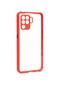 Noktaks - Oppo Uyumlu Oppo Reno 5 Lite - Kılıf Kenarları Tırtıklı Renkli Düğmeli Kaff Kapak - Kırmızı