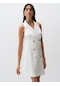 Jimmy Key Beyaz Kruvaze Yaka Kolsuz Mini Elbise 4sw02130083100