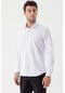 Beyaz Uzun Kollu Desenli Armürlü Sert Yaka Cepsiz Klasik Slim Fit Dar Kesim Gömlek 1004235107 Beyaz