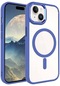 Noktaks - İphone Uyumlu İphone 15 Plus - Kılıf Sert Kablosuz Şarj Destekli Krom Magsafe Kapak - Mavi