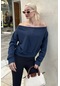 Lacivert Kayık Yaka Kadın Sweatshirt Mg2239 Lacivert
