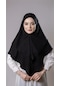 Siyah Pratik Hazır Geçmeli Tesettür Eşarp Pamuk Caz Kumaş Çift Katlı Düz Hijab 2303 01