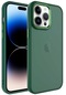 iPhone Uyumlu 14 Pro Kılıf Metal Buzlu Transparan Çerçeve, Hassas Butonlu Renkli Kapak May - Koyu Yeşil