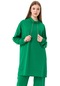 Kadın Yeşil Kolu Halka Detaylı Degaje Yaka Sweat-24217-yeşil