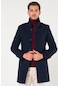 Slimfit Ezel Model Kışlık Lacivert Kaşe Kaban Palto-Lacivert
