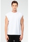 Speedlife Oversize Pamuklu Bisiklet Yaka Erkek Spor Atlet Xf1603 Beyaz