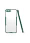 Noktaks - iPhone Uyumlu 7 Plus - Kılıf Kenarı Renkli Arkası Şeffaf Parfe Kapak - Koyu Yeşil