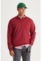 AC&Co / Altınyıldız Classics Erkek Bordo Loose Fit Polo Yaka Jakarlı Sweatshirt