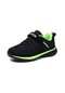 Siyah Ve Yeşil Çocuk Ayakkabıları Koşu Spor Ayakkabıları Nefes Alabilen Erkek Örgü Hava -nefes Alabilen Kızlar Rahat Ayakkabılar