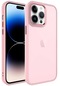 iPhone Uyumlu 14 Pro Kılıf Metal Buzlu Transparan Çerçeve, Hassas Butonlu Renkli Kapak May - Pembe Açık