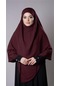 Bordo Pratik Hazır Geçmeli Tesettür Eşarp Medine İpeği Bağcıklı Çift Katlı Sufle Hijab 2302 16