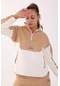 Maraton Sportswear Comfort Kadın Dik Yaka Uzun Kol Outdoor Ekru Sweatshirt 21433-ekru