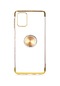 Noktaks - Samsung Galaxy Uyumlu M31s - Kılıf Yüzüklü Kenarları Renkli Arkası Şeffaf Gess Silikon - Gold