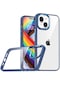 Noktaks - iPhone Uyumlu 14 Plus - Kılıf Arkası Şeffaf Kamera Çevresi Parlak Zıt Renkli Flora Kapak - Sierra Mavi