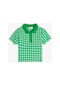 Koton Polo Tişört Crop Kısa Kollu Düğme Detaylı Dar Kalıp Yeşil Ekose 4skg10176ak 4SKG10176AK7C9