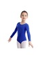 Koyu Mavi Çocuklar Temel Uzun Kollu Leotard Bale Dans Jimnastik Bodysuit Tulum Kız Activewear