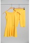 Haşema Etekli Sıfır Kol Sarı Kız Çocuk Mayo Takımı-Sarı