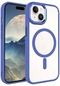 Mutcase - İphone Uyumlu İphone 15 - Kılıf Sert Kablosuz Şarj Destekli Krom Magsafe Kapak - Mavi