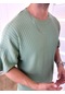 T-shirt Nefes Alabilen Terletmez Bisiklet Yaka Tshirt Oversize Desenli Bol Kesim Tişört Yeşil