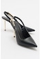 Luvishoes Labin Siyah Cilt Tokalı Kadın Yüksek Topuklu Ayakkabı