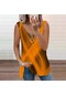 Turuncu Kadın Üst Yaz Yeni Moda Renkli Çapraz Baskılı Rahat Artı Boyutu Kolsuz Fermuar V Yaka Üst Tank Top