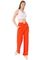 Kadın Orange Önü Çimalı Armalı Pantolon-24621-orange