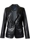 Siyah Dericlub Wm011a Gerçek Deri Puntolu Kadın Blazer Ceket