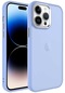 iPhone Uyumlu 14 Pro Kılıf Metal Buzlu Transparan Çerçeve, Hassas Butonlu Renkli Kapak May - Lila