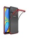 Noktaks - Samsung Galaxy Uyumlu A7 2018 - Kılıf Dört Köşesi Renkli Arkası Şefaf Lazer Silikon Kapak - Kırmızı