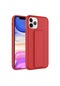 Noktaks - iPhone Uyumlu 11 Pro Max - Kılıf Mat Koruyucu El Tutacaklı Stand Olabilen Qstand Kapak - Kırmızı