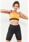 Tommy Life Neon Oranj Yazı Şeritli Standart Kalıp U Yaka Kadın Spor Büstiyer - 97113 Turuncu