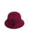 Fedora Trendy Soğuğa Dayanıklı Moda Kadın Vintage Zarif Yün Şapka Bordo