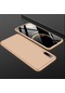 Noktaks - Samsung Galaxy Uyumlu Galaxy A50 / A50s - Kılıf 3 Parçalı Parmak İzi Yapmayan Sert Ays Kapak - Gold