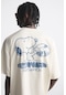 The Champ Clothing Bisiklet Yaka Peanuts Records Baskılı Oversize Beyaz Erkek T-shirt Beyaz