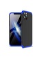 Noktaks - iPhone Uyumlu 12 Pro - Kılıf 3 Parçalı Parmak İzi Yapmayan Sert Ays Kapak - Siyah-mavi