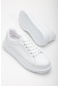 Balon Taban Bağcıklı Hafif Beyaz Kadın Spor Ayakkabı-2856-beyaz