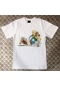 Unisex Beyaz Asteriks Baskılı T-shirt Beyaz