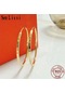 Senlissi - Yeni Moda18k Altın Kaplama Halka Küpeler Kadınlar İçin 925 Ayar Sılver 50mm 1.50 CM-Gümüş